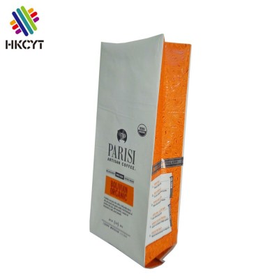 China supplier aluminum foil side gusset coffee pouch for espresso packaging bags with tear notch