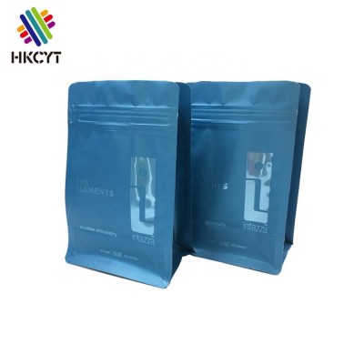 Aluminum foil lined square block bottom coffee one-way valve packing bag with zipper