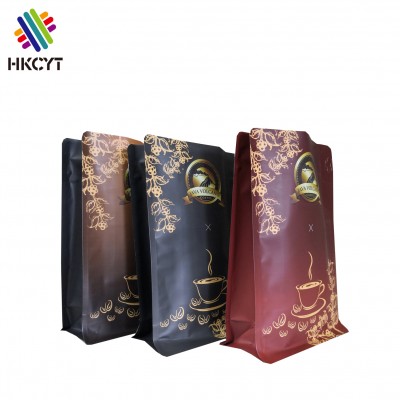 Wholesale Flat Bottom Aluminum Foil Coffee Packaging Bags with Tab Zipper Top